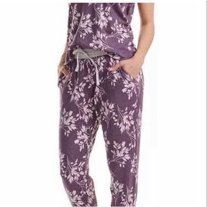 Karen Neuburger Live Love Lounge Purple Floral Jogger Set Pj’s Size XL